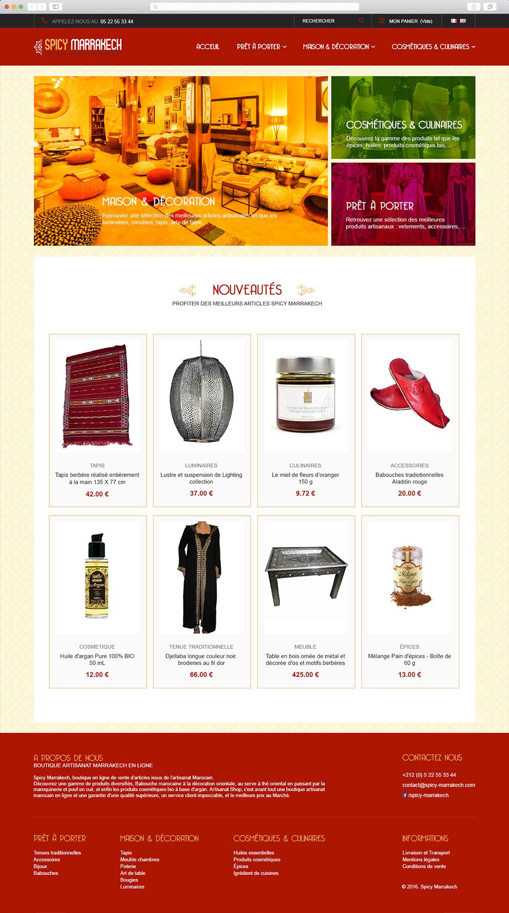 Web design, site internet de vente en ligne de produits artisanales à Marrakech