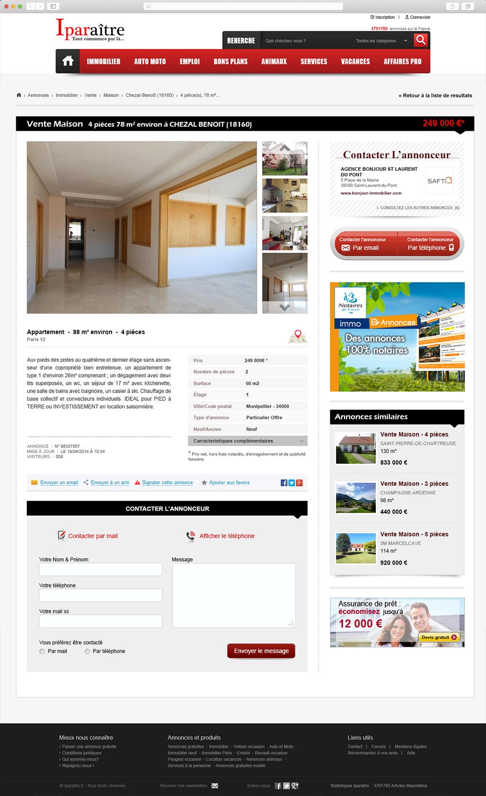 Web design de portail d'annonces publicitaires leader en marketing et communication