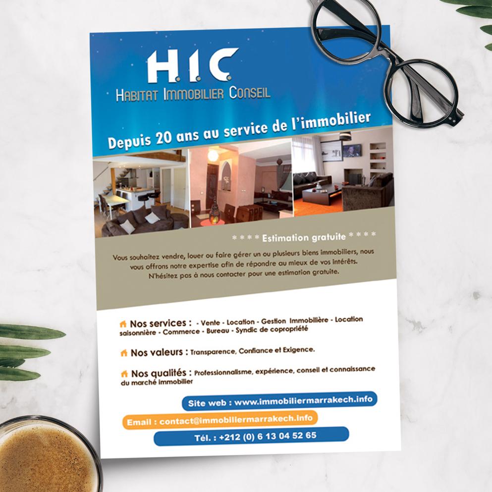 Création de flyer pour publicité et stratégie de marketing pour agence immobilière 