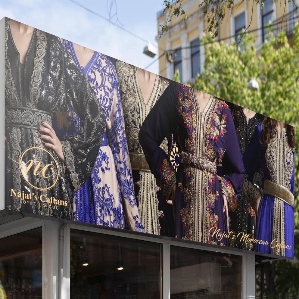 Création graphique de panneau publicitaire pour designer styliste de caftans traditionnelles