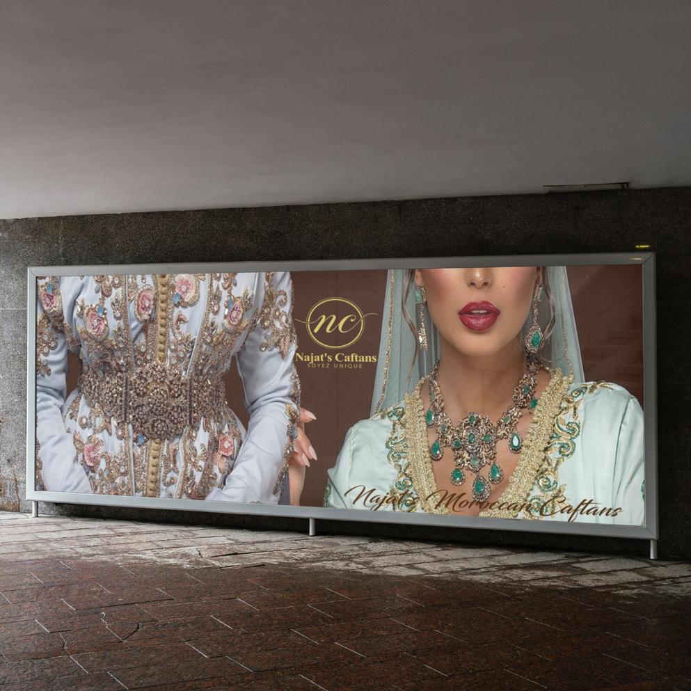 Conception graphique de panneau publicitaire pour designer styliste de caftan traditionnelles