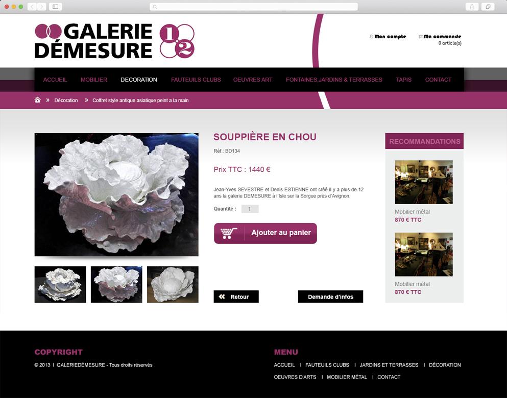 Création graphique de site internet dynamique pour galerie d'art en France