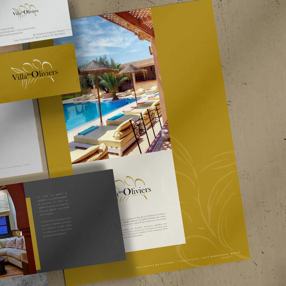 Création graphique de brochure et identité visuelle de villa au Maroc