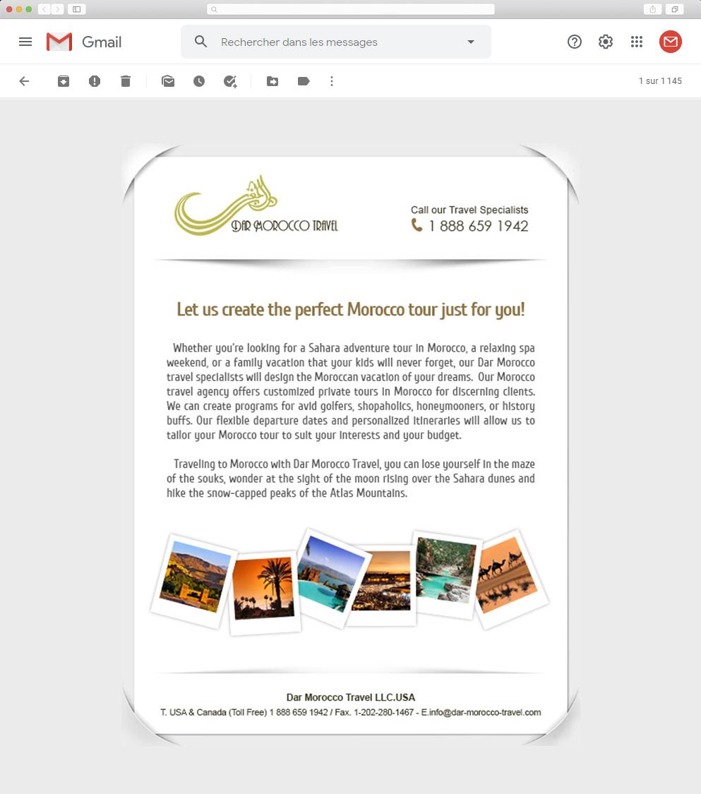 Conception graphique de newsletter personnalisée pour une agence de voyage et d'excursion