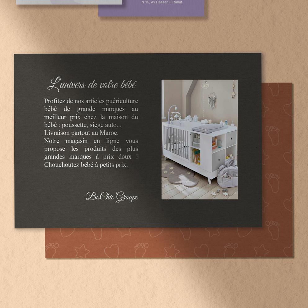 Création graphique de brochure (carte postale) pour boutique de vente