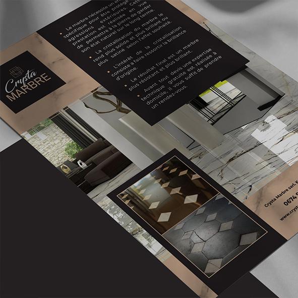 Crysta Marbre : Travaux d'impression, Brochure, Infographie, Communication visuelle, Brand design, Maquette, ...