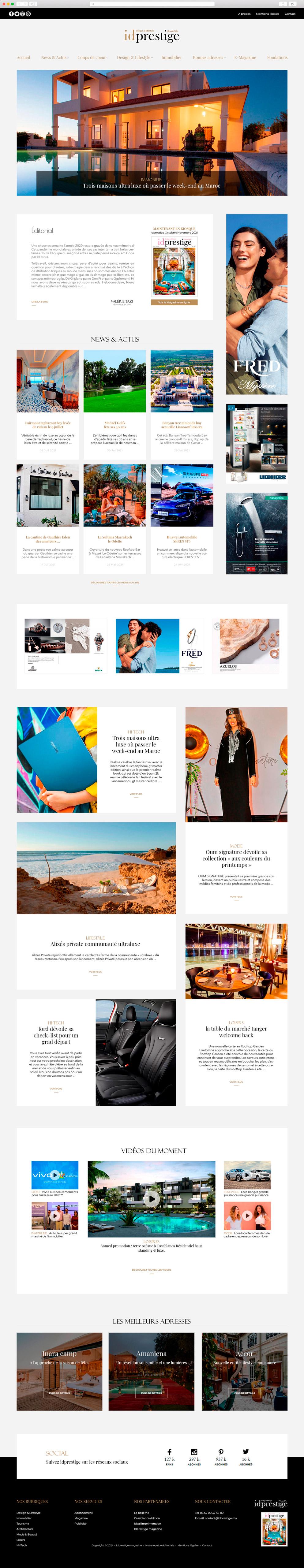 Design graphique de site internet pour éditeur de magazine de luxe