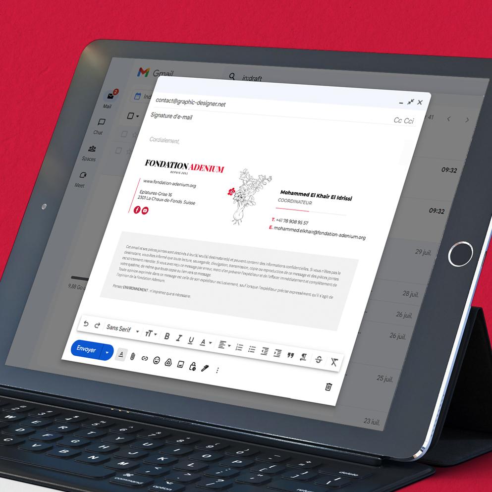 Création de signature email pour fondation en Suisse et au Maroc